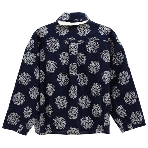 Merely Made Flower Embroidery Cropped Shirts Navy 197SH Degli Uberti